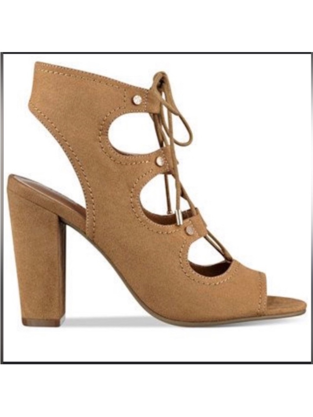 Indigo Rd Tan Suede Lace Up Block Heel Sandals Women’s 7